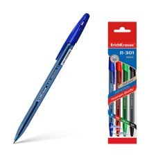 A set of ballpoint pens Erichkrause R-301 Original Stick, 4 pieces, standard node 0.7 mm, ink mix, tinted body