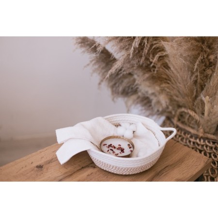 Basket for storage ladled handmade LadOOM "Visavi", cotton, with handles, 34 × 24 × 7 cm, beige color-10