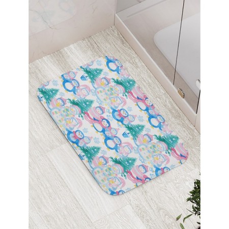 Bathroom mat "Family of Snowmen", anti -slip, size 52x77 cm