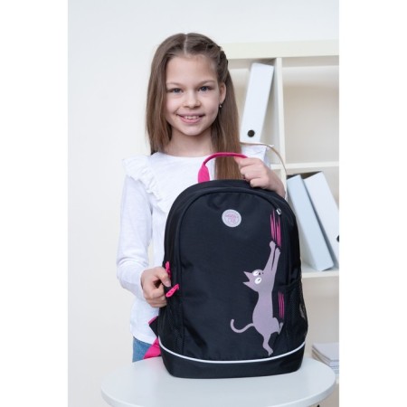 School backpack, 38 x 28 x 18 cm, Grizzly 363, ergonomic back, black/pink RG-363-11_1-14