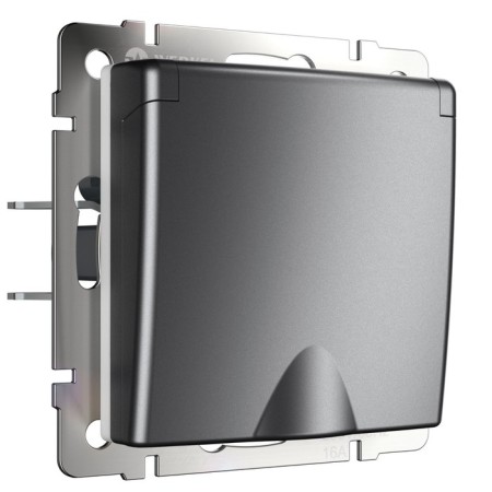 The socket is moisture. With ground. with defense. lid and curtains (matte graphite) w1171264