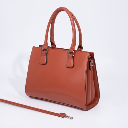Women's bag El Masta with a zipper, external pocket, long belt, redhead color-2