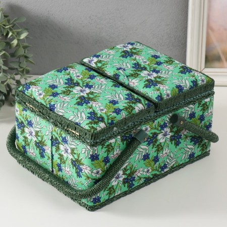 Casket for needlework "Field flowers on green" 19x26x14.5 cm