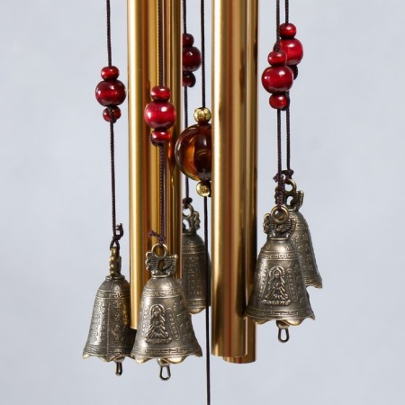 Wind Music Metal "Coin" 4 tubes 5 bells 60x8.3 cm-2