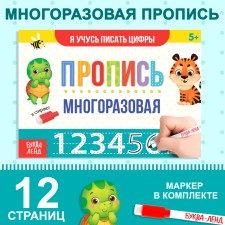 A reusable book with the marker “Write and Style. I am learning to write numbers ”, 12 p.