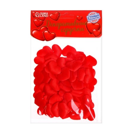 Decorative hearts, set 100 pcs., 2 cm, red color-1