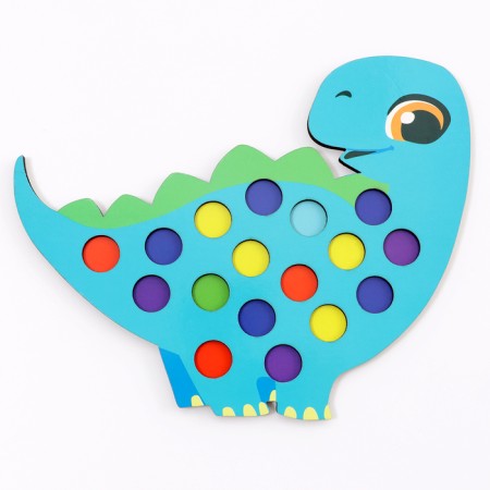 Wooden sorter "Dino" with pompons and tweezers, 15 x 21 cm-5