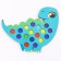 Wooden sorter "Dino" with pompons and tweezers, 15 x 21 cm