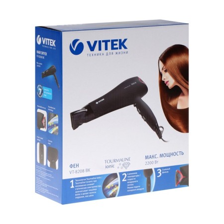Feng Vitek VT-8208 BK, 2200 W, 3 modes, 3 speeds, ionization, black-1