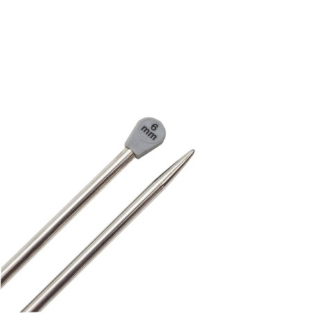 The knitting needles are straight, metal, 35 cm/6.0 mm-2