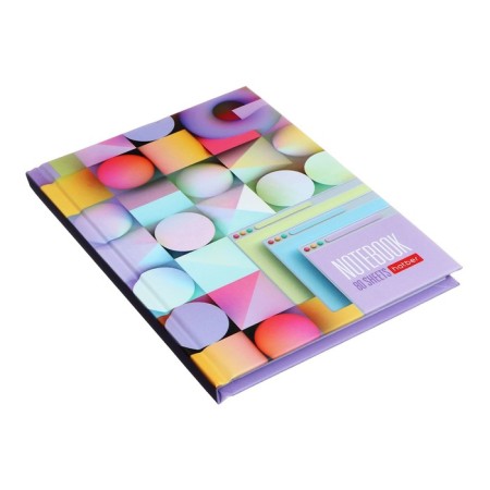 Notebook, A6, 80 sheets, in a cage, "Multicolor", a solid cover, glossy lamination, an offset block 60g/m2-1