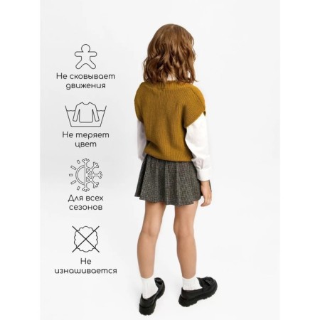 Vest for girls, height 128 cm, yellow color-4