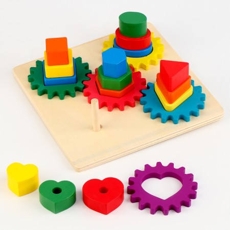 Wooden pyramid "gears" 23.5 × 23.5 × 8 cm-3