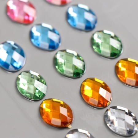 Sticker of rhinestones plastic "oval" mix 18x8 cm-4