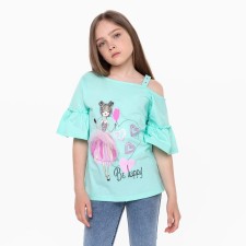 T -shirt for girls, mint color, height 104 cm
