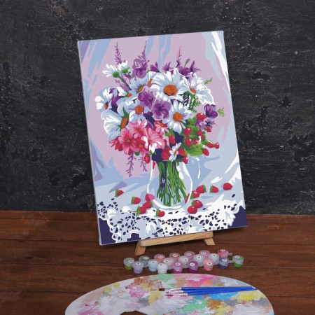 Picture on numbers on a canvas with a subframe "Spring bouquet", 40x30 cm-1
