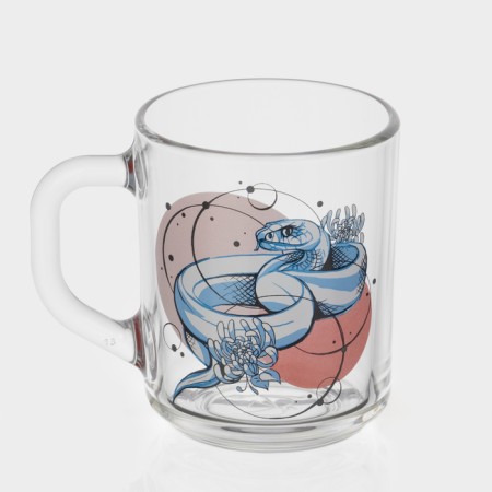 New Year's glass tea mug "Snakes", 200 ml, mix-1
