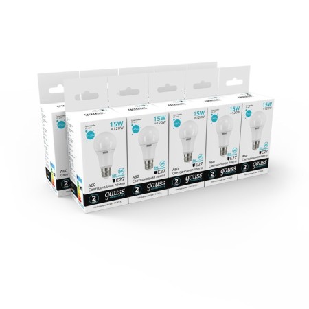 LED LED ELEMENTARY 15W A60 GREVED 4100K neuter. Bel. E27 1450lm Gauss 23225-6
