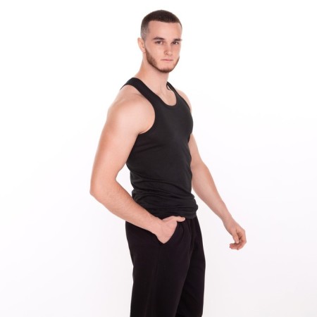 T -shirt male, black color, size 48-1