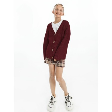 Children's cardigan, height 140 cm, burgundy color-13