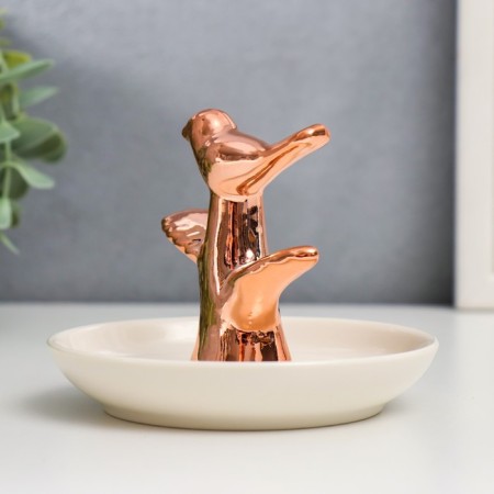Souvenir ceramic stand for the ring "Bird on the tree" MIX 8.5x10x10 cm-2