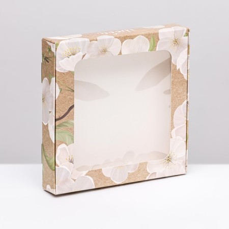 Self -assembly box, "flowers", 16 x 16 x 3 cm