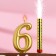 Set a candle for a cake digit 6 giant, gold, with a fountain, 9.5 cm