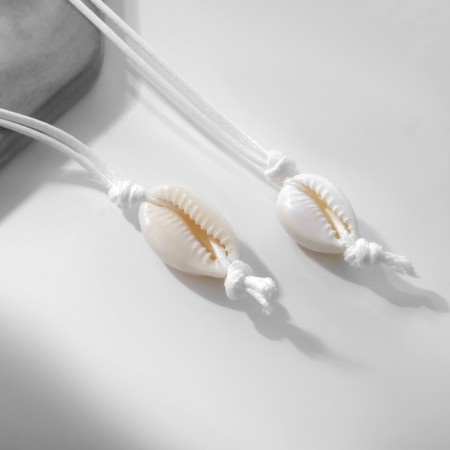 Beads "sea" of shells, white color, 90cm-1