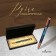 Gift handle, ball "Venzura" in the leatherette case, rotary, Blue marble body with gold