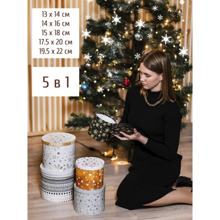 A set of gift boxes 5 in 1 "Izmoroz", 13 x 14–19.5 x 22 cm 3580137, New Year-10