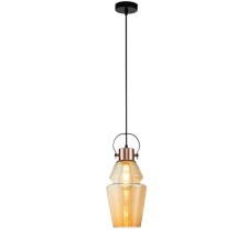 Suspension Indigo lamp, 11022/A/1P Black. 1x60W, e27, 180x180x430/1930 mm, amber color
