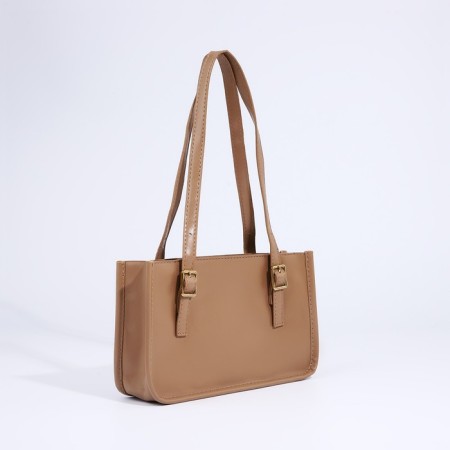 Bag Female Tout with zipper, beige color-2