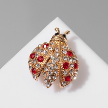 Brooch "God's cow", the color is red-white in gold-2