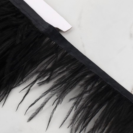 Braid with ostrich feathers, 8-10 cm, 5 ± 0.5 m, black color-2