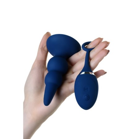 Anal vibro -string O’Play Prime with a remote control, silicone, blue color, 12 cm-7