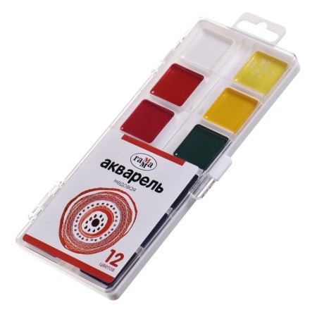 Watercolor 12 colors gamma, honey, without brush, plastic packaging, euro suspension-1