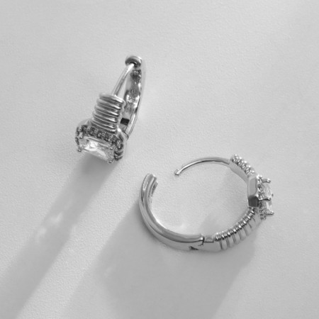 Hooping earrings Xuping brightness, white color in silver, d = 1.2 cm-1