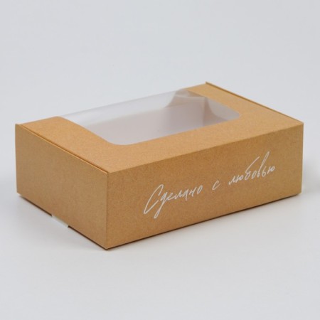 Box for eclairs, confectionery packaging, 2 inserts, “Made with love”, 15 x 10 x 5 cm