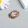 Decor for creativity Metal "Rhubes in the leaves" pink 3x2.3 cm