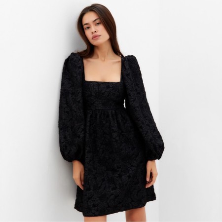 Women's dress with a bow Mist, p. XL, black-4