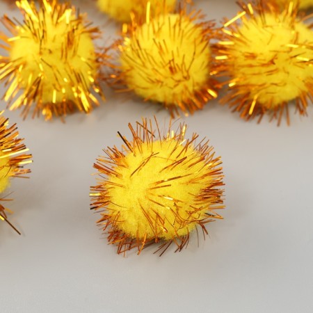 A set of textile details for the decor "bombs" 25 pcs. set, size 1 pc. 2 cm, yellow color-3