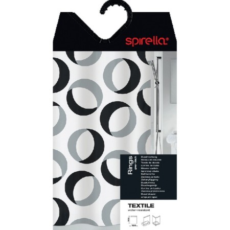 Rings curtain decor. for the bathroom (polyester/ser.-black.) 180x200 cm-1