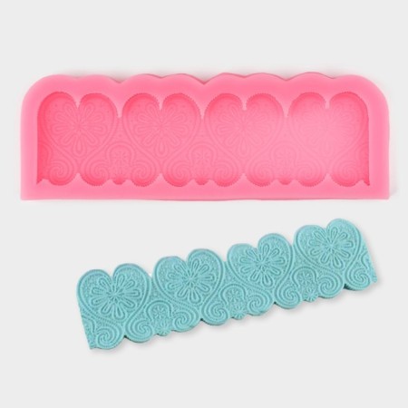 Mold "openwork hearts", silicone, 18 × 6 × 0.8 cm, color mix