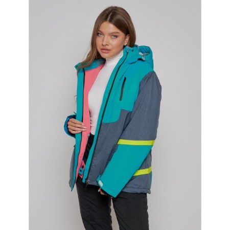 Ski jacket female winter, size 54, green color-17