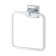 The holder of the towel is rectangular, chrome