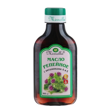 Burdock oil mirrolla with vitamins A and E, 100 ml