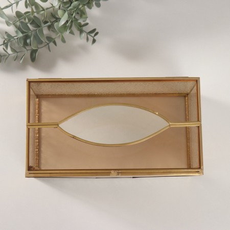 Casket Glass with a metal frame "Salfetnitsa" Transparent ripples 12.7x22.5x9 cm-3