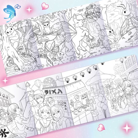 Set of long coloring pages, 2 pcs., Anime-1