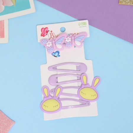 Shirley hair set (2 elastic bands 5 cm, 4 invisible 5.5 cm) butterfly, lilac