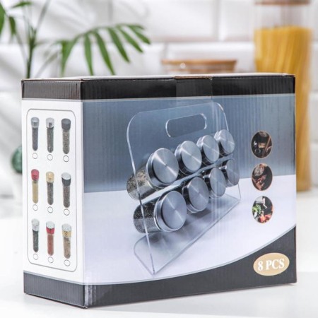 Speak for spices on the high-tech stand, 16 × 16 × 16 cm, capacity, 90 ml, 4 × 9.5 cm, 8 pcs-3